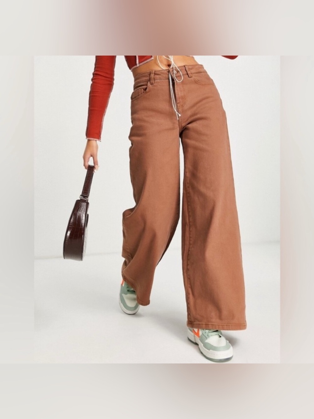 NWOT Free People We The Free CRVY Gia Wide-Leg Jeans - sand dune mauve - 27 - Picture 9 of 12
